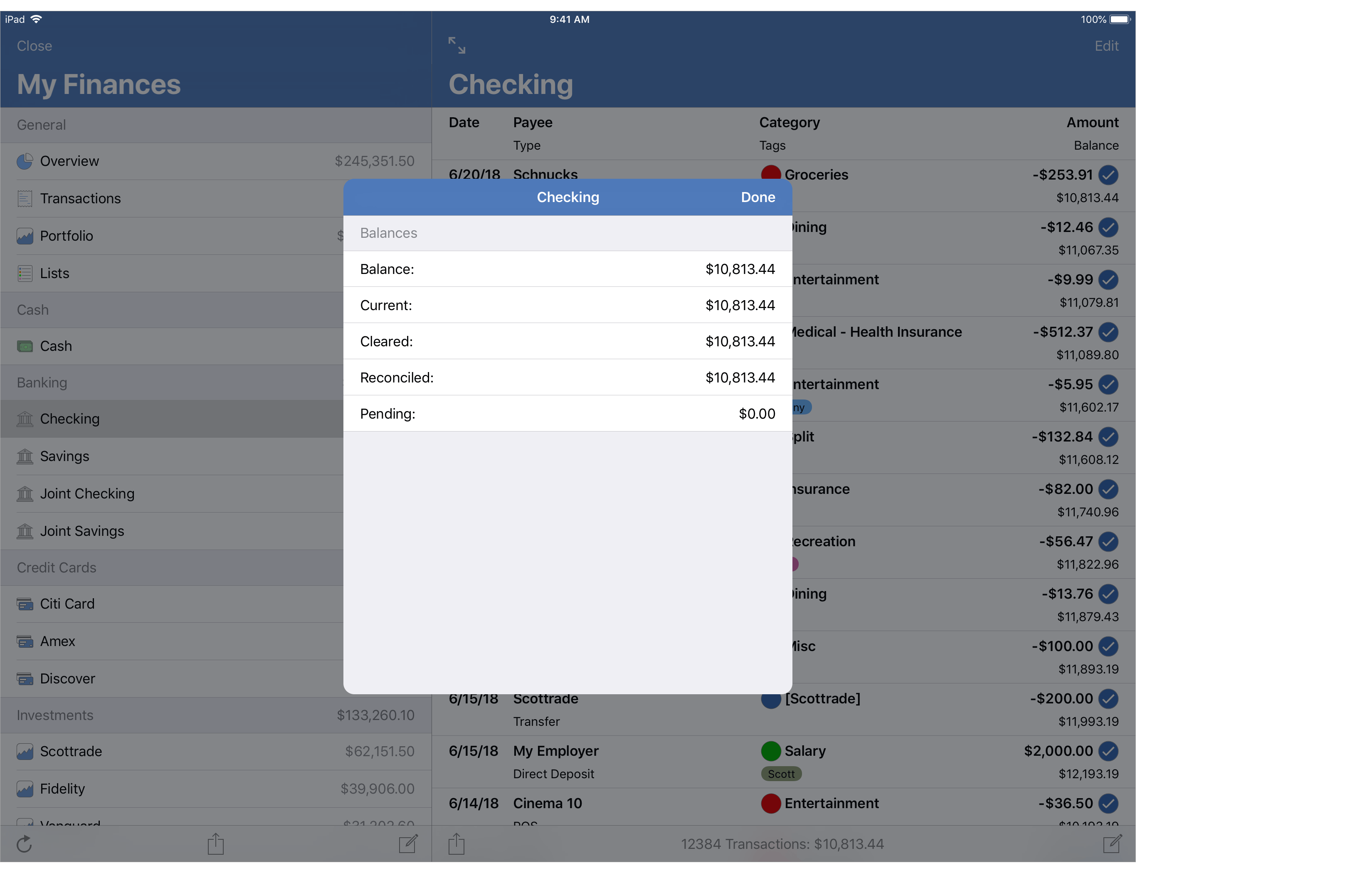 Balance Info Popover