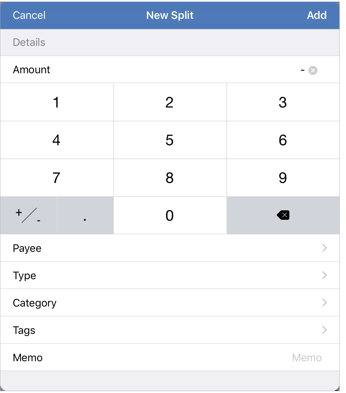 Edit Split Transaction