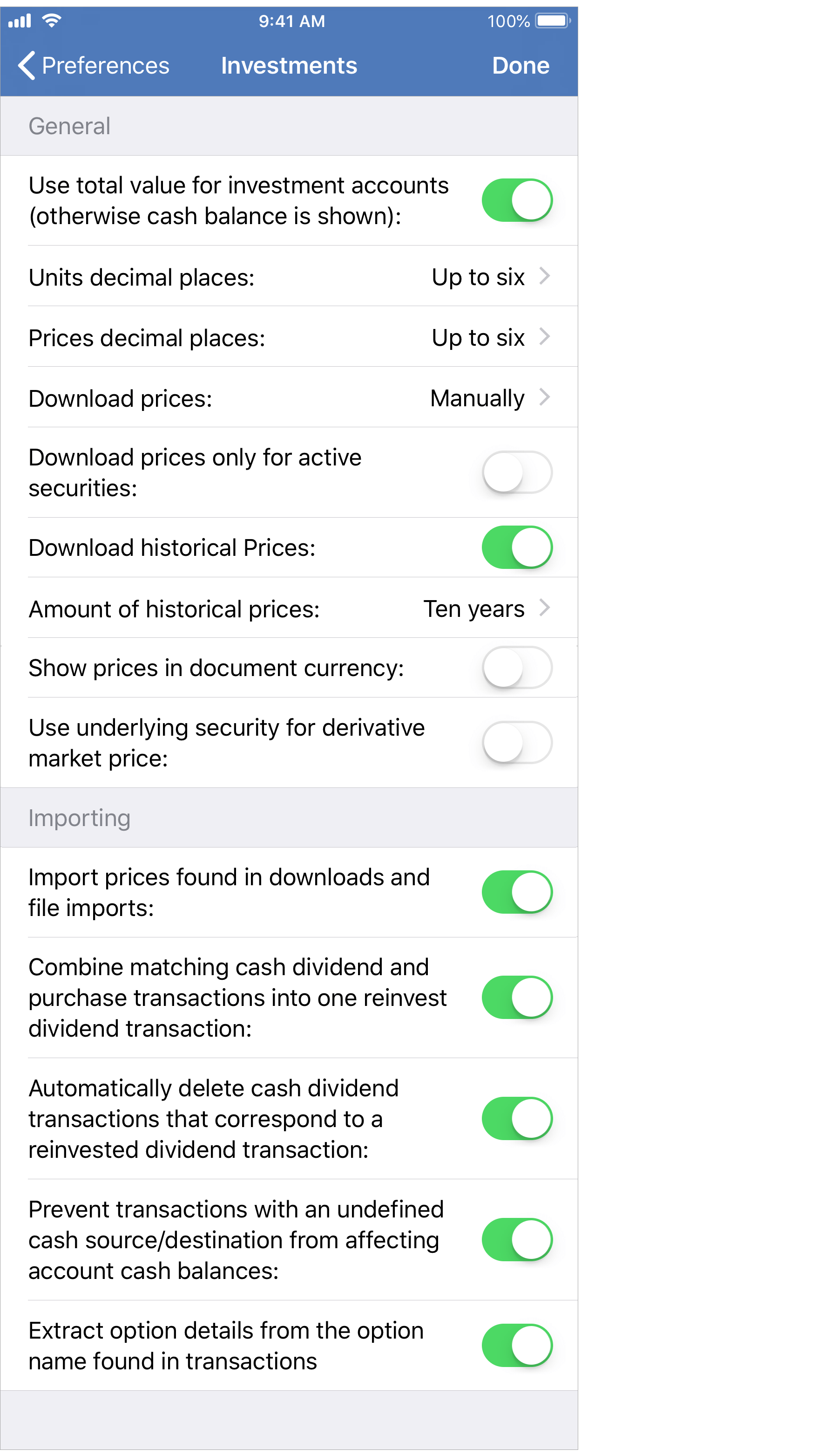 Investments Preferences