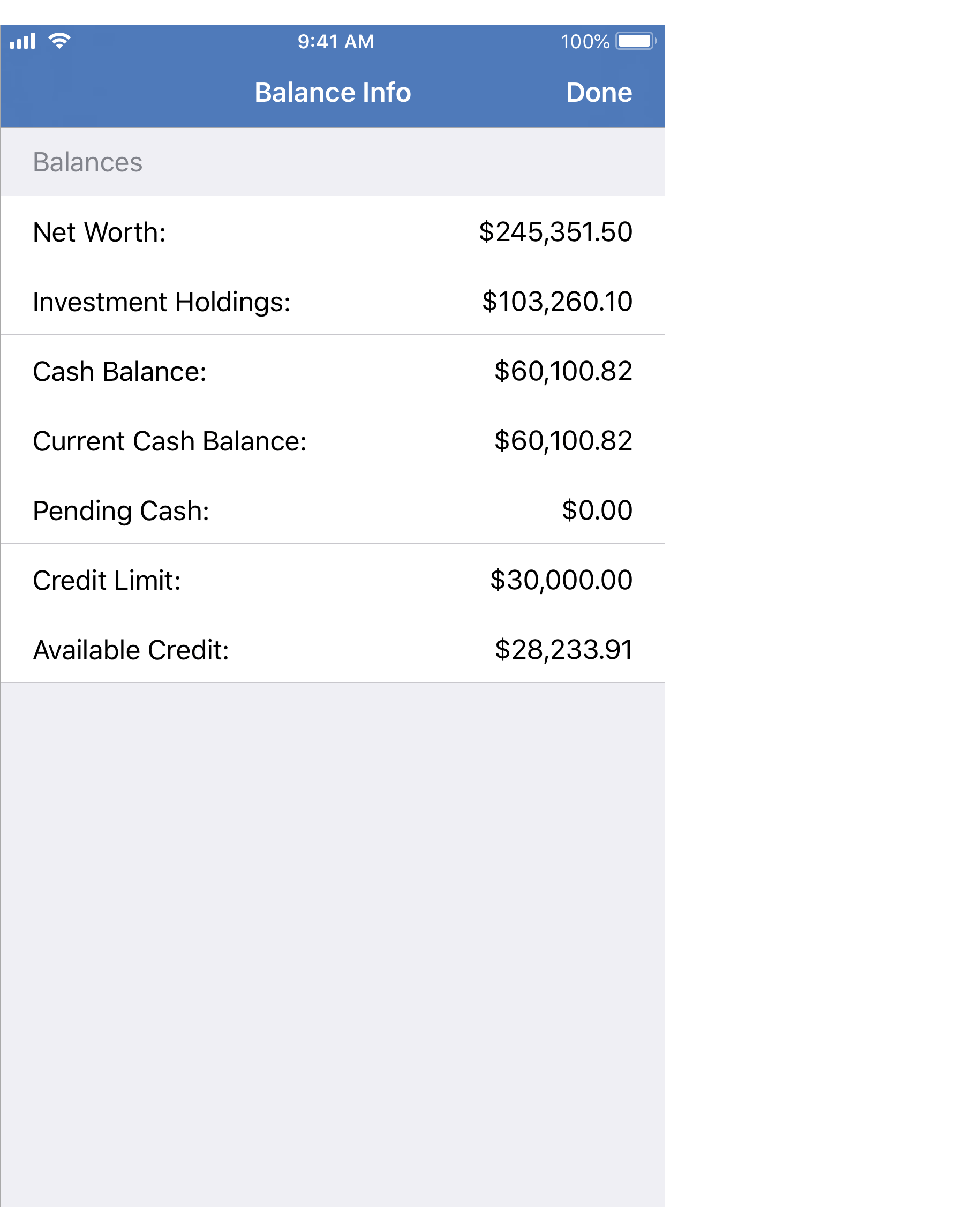 Balance Info Popover