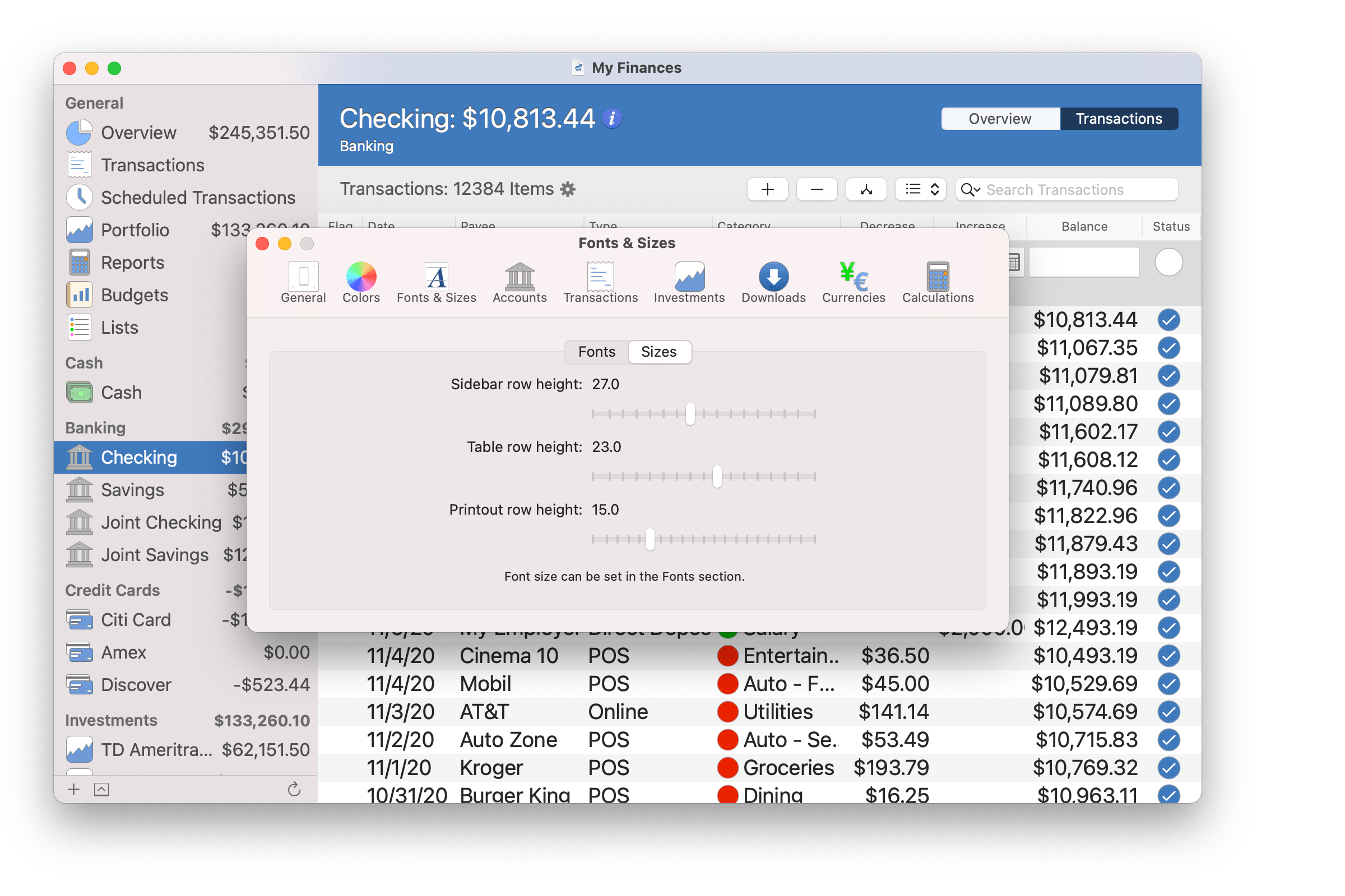 Customize Fonts & Sizes