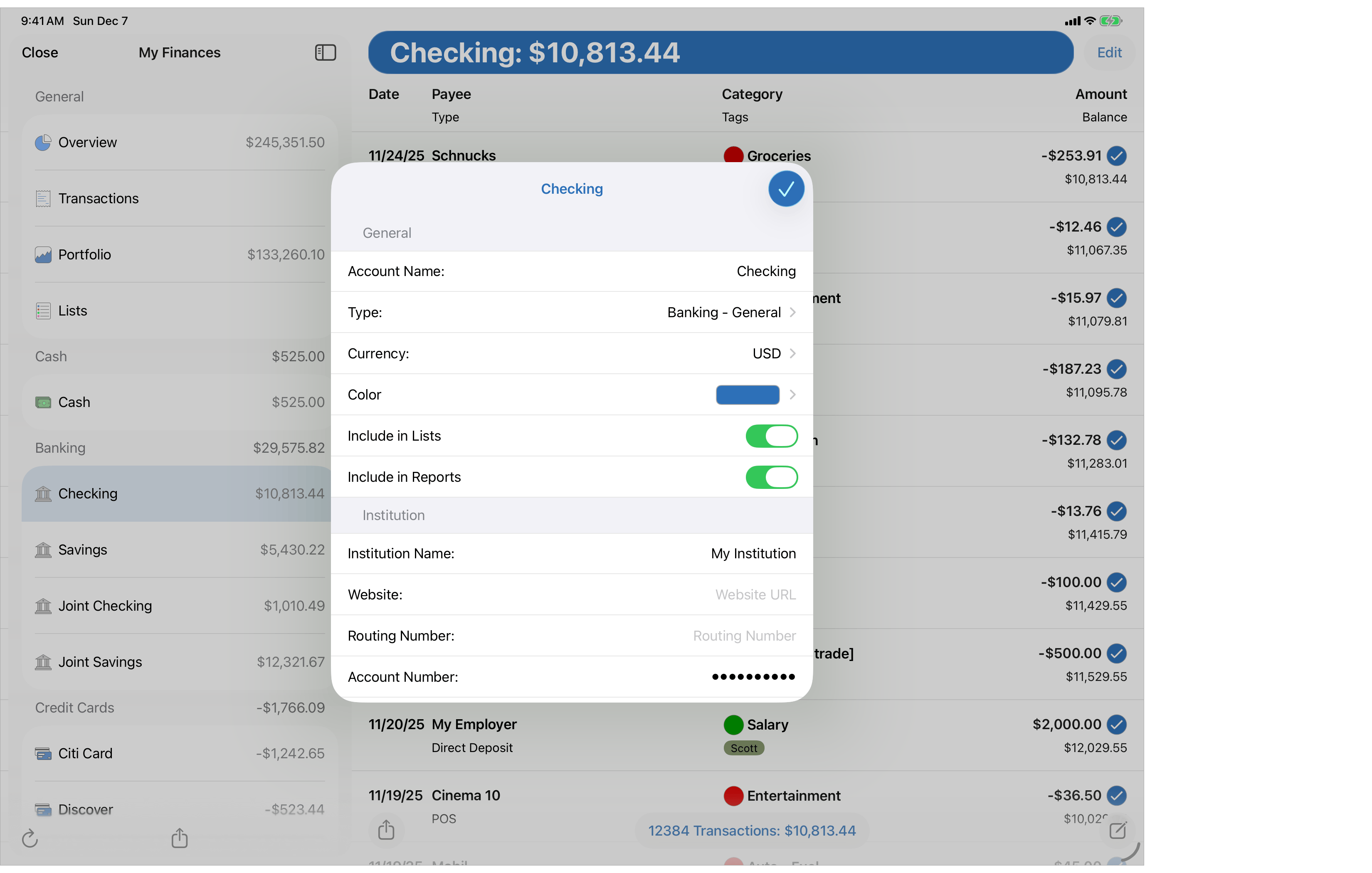 Account Info Popover