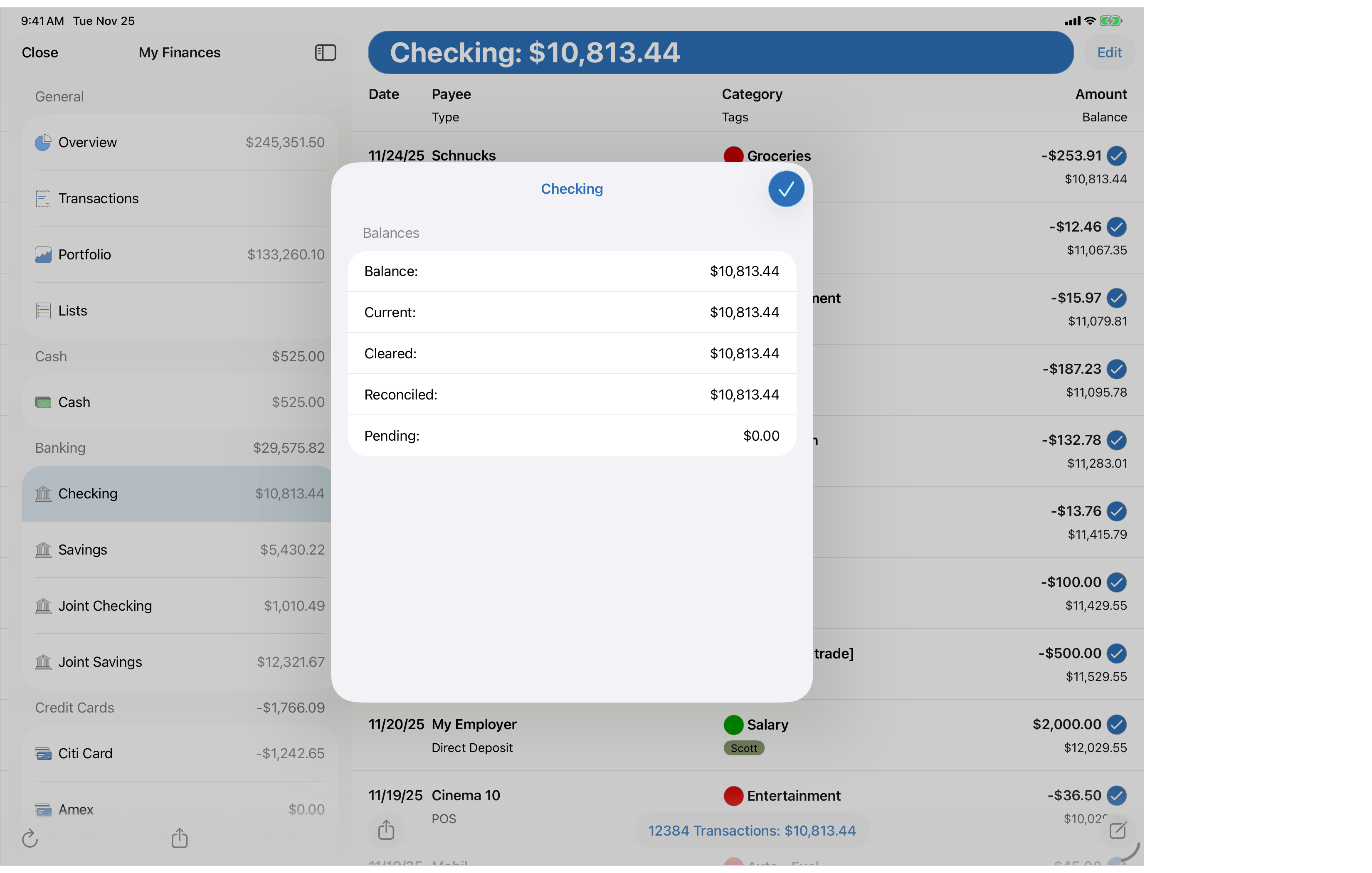Balance Info Popover