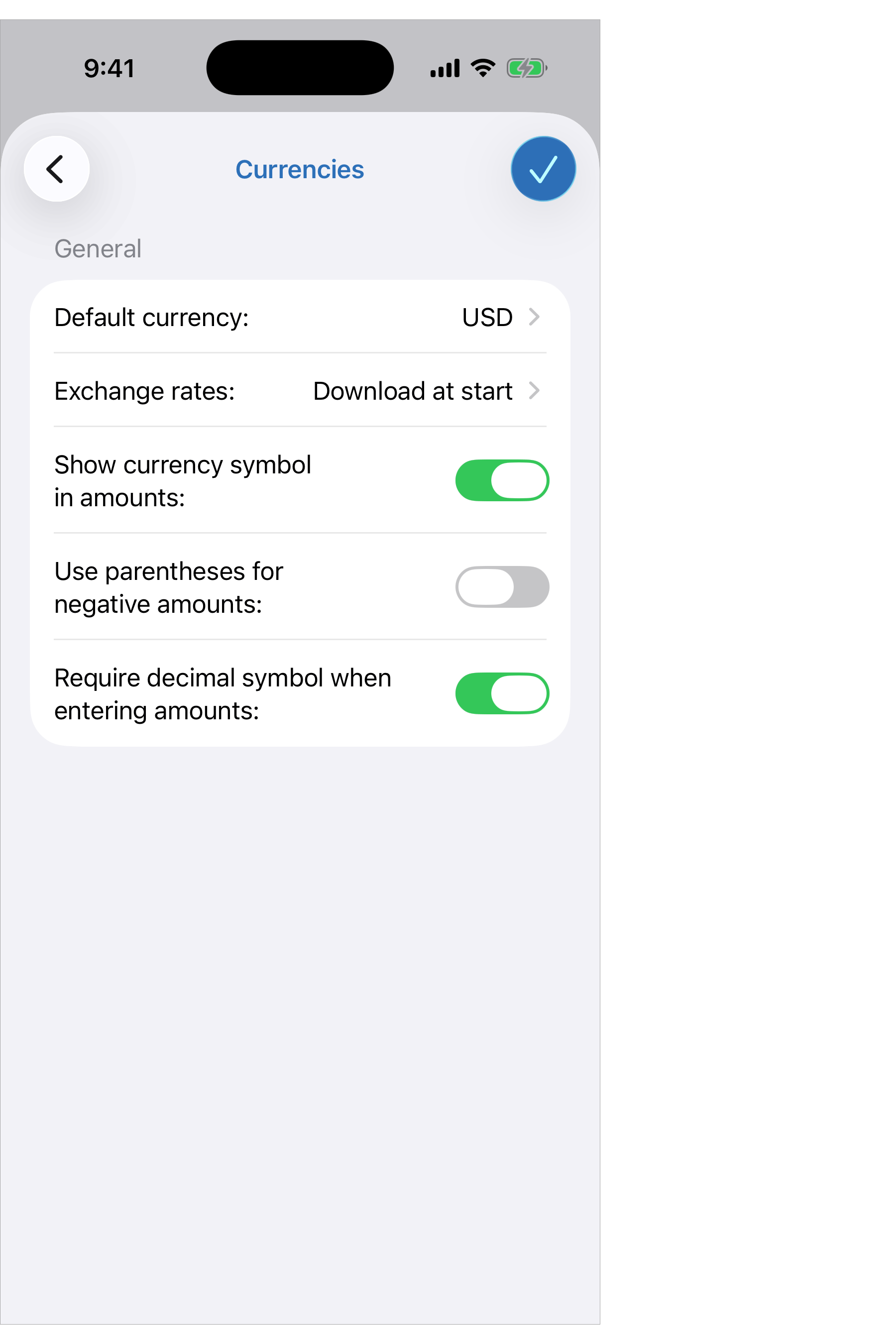 Currencies Settings