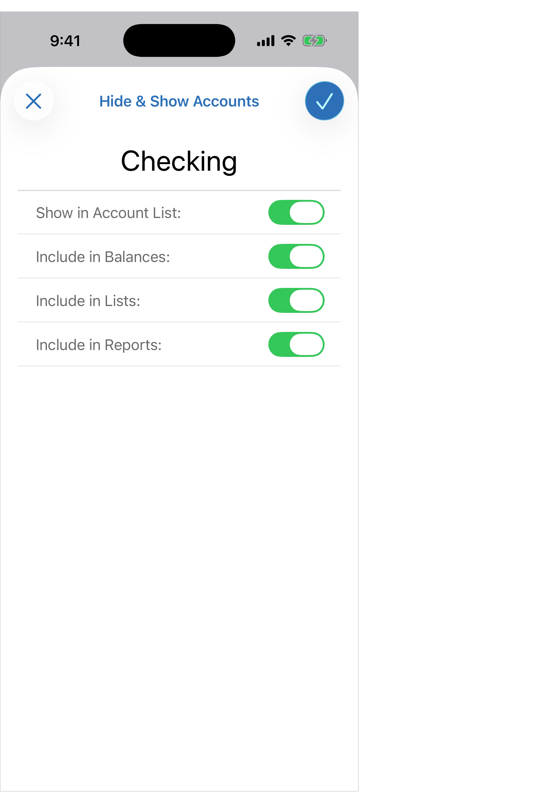 Hide and Show Accounts Editing