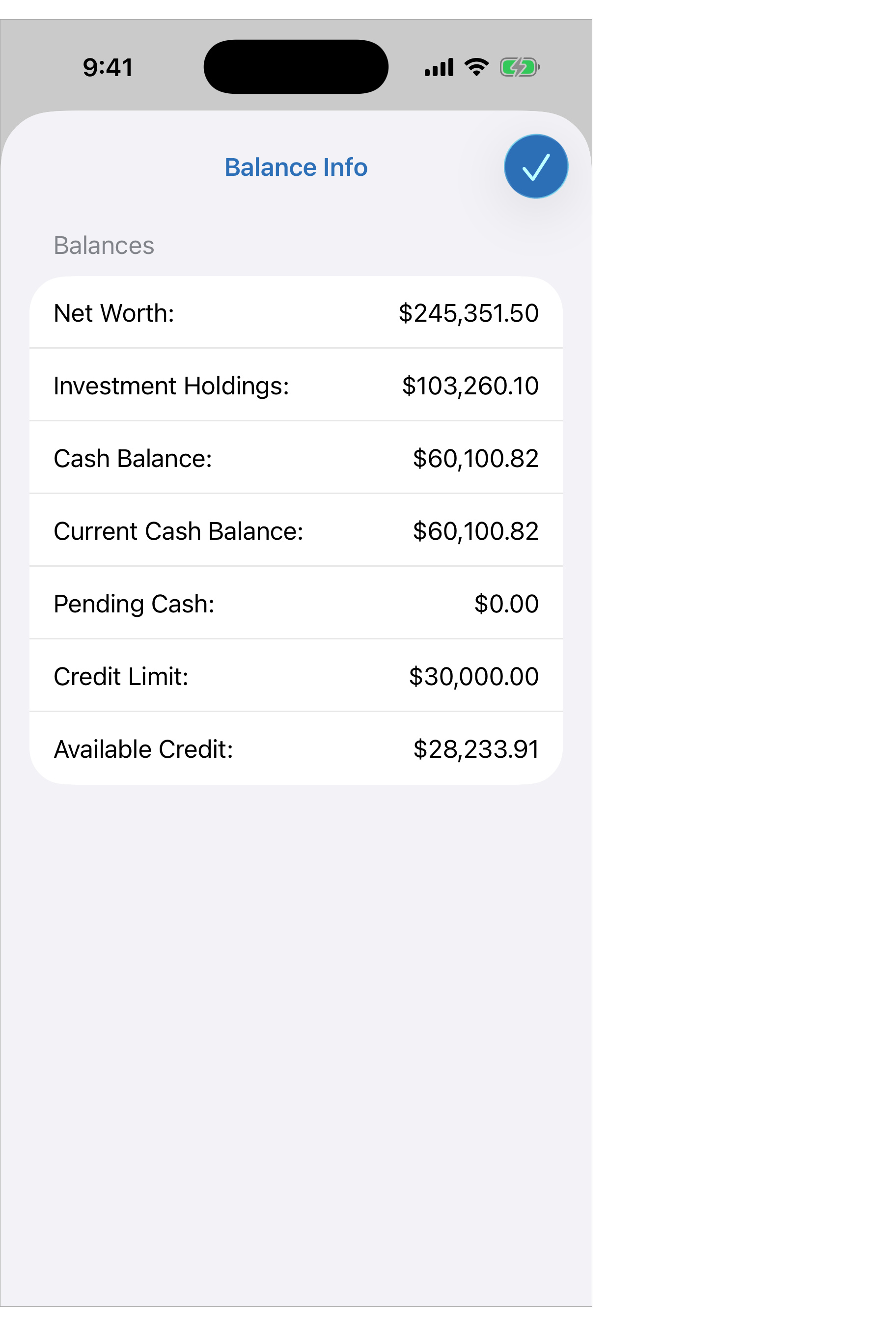 Balance Info Popover
