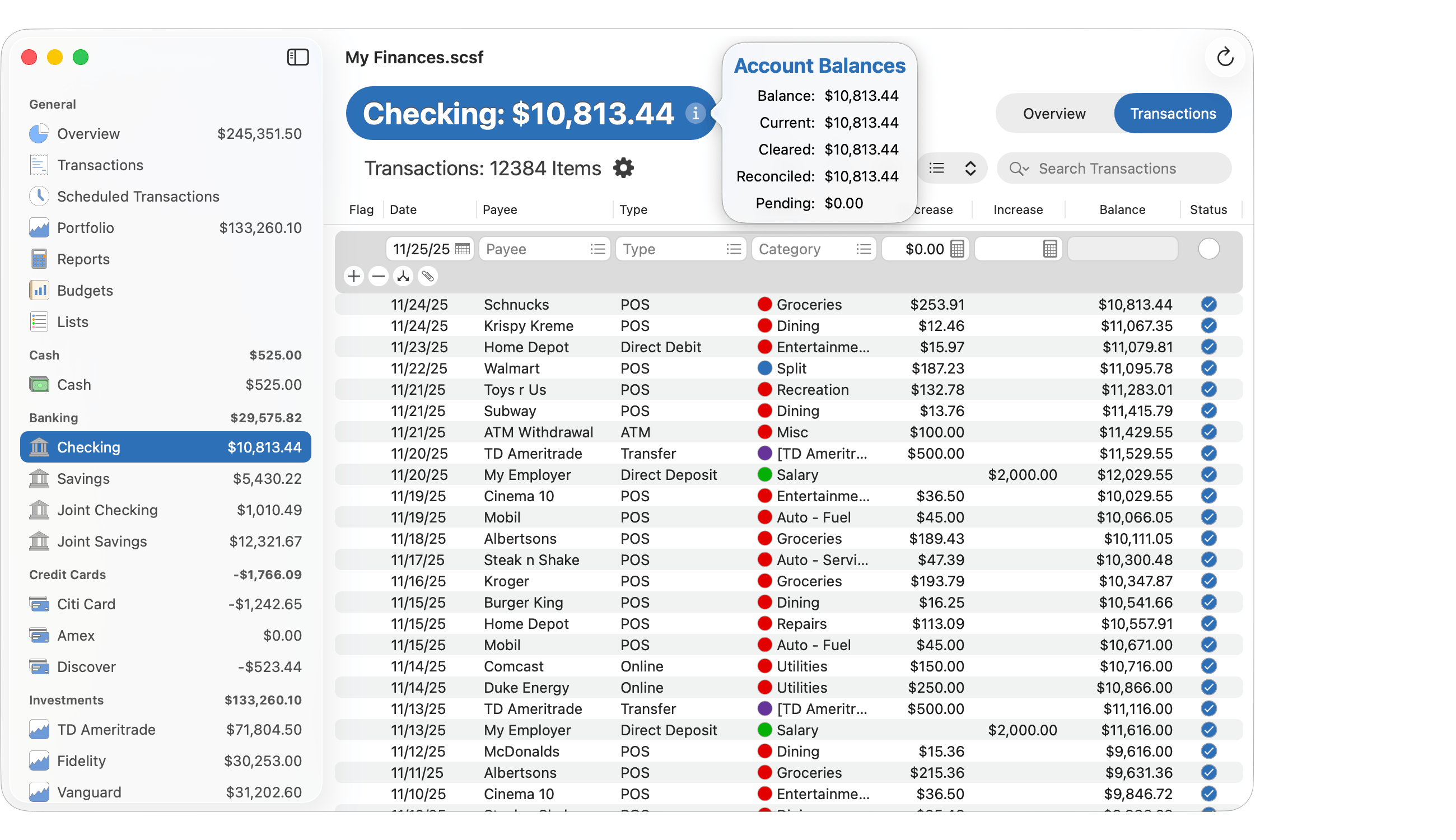 Balance Info Popover
