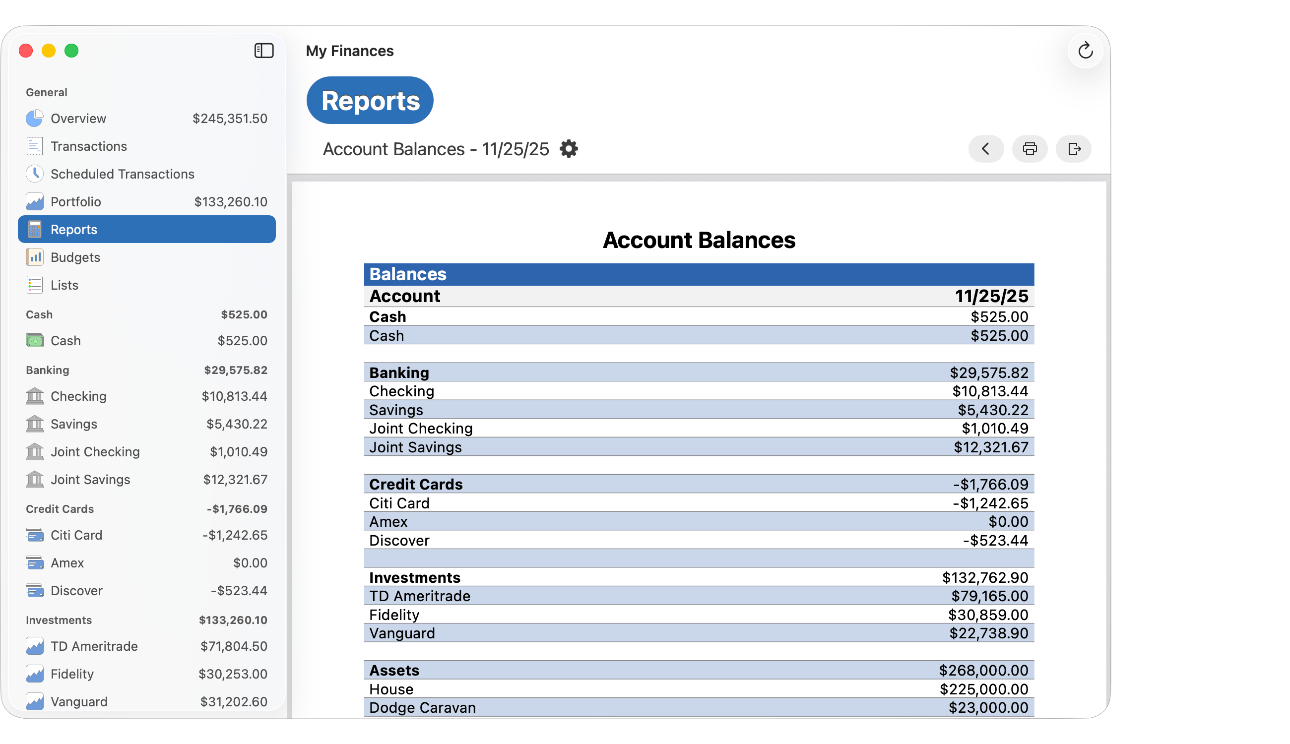 Account Balance Report