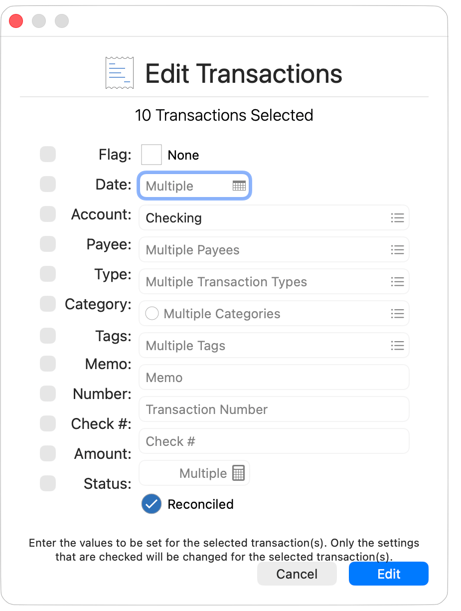 Batch Edit Transactions