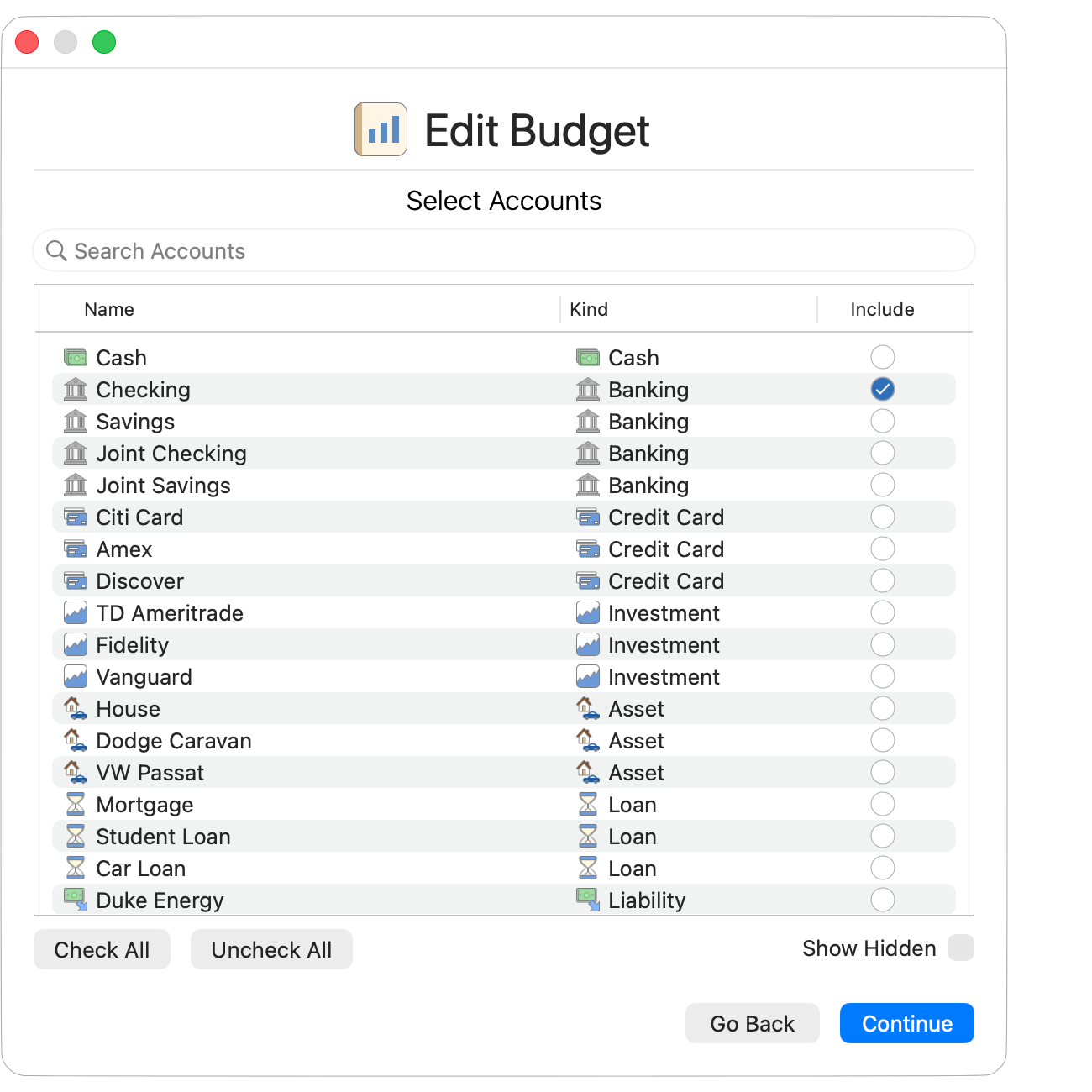 Select Accounts