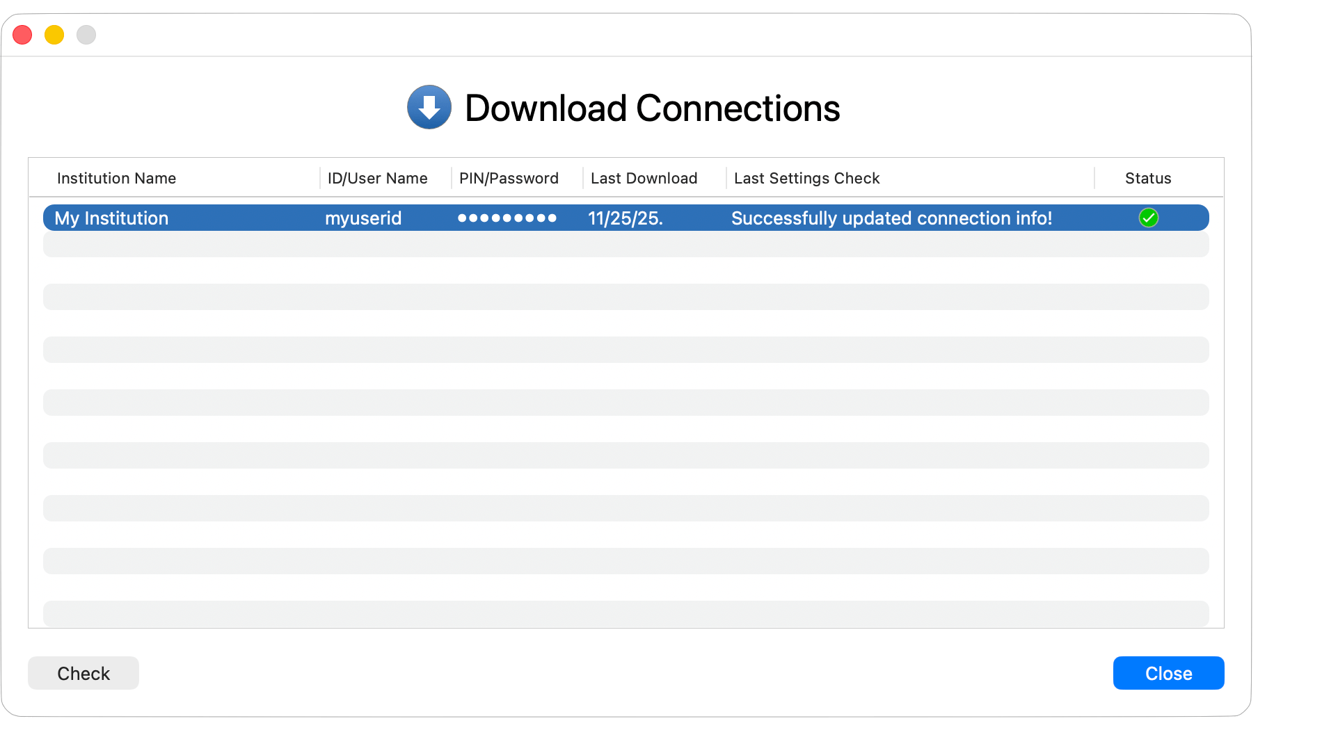 Check Download Connections - Success