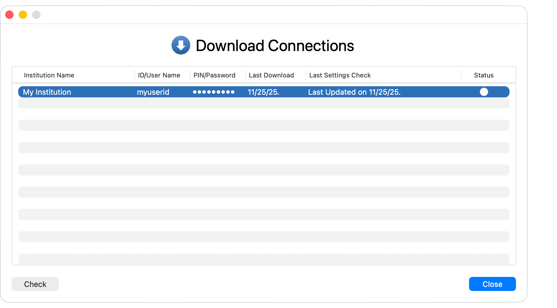 Check Download Connections