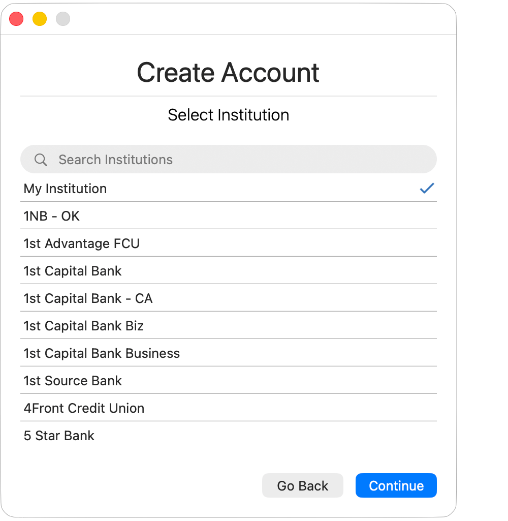 Available Institutions