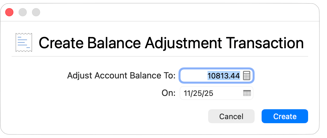 Create Balance Adjustment Transactions