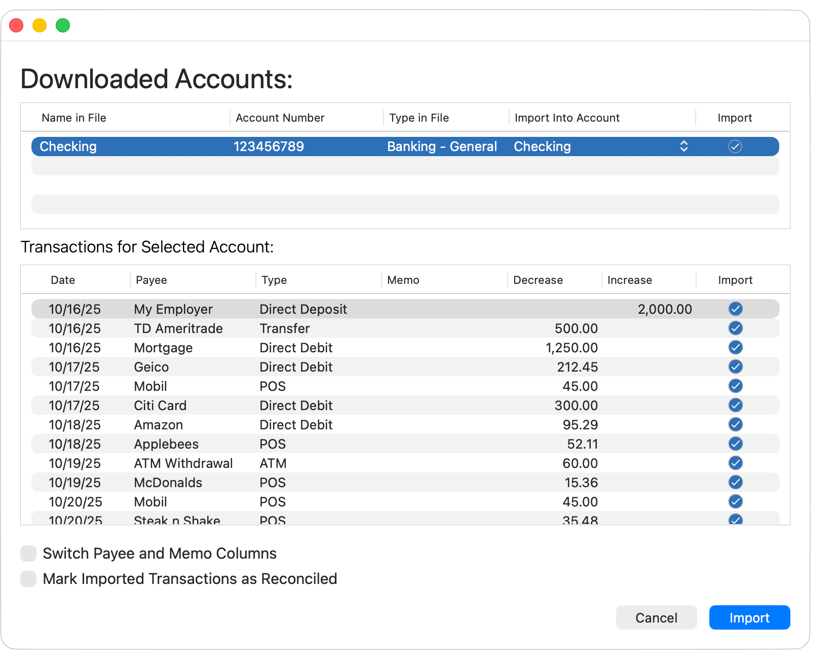 Downloaded Transactions