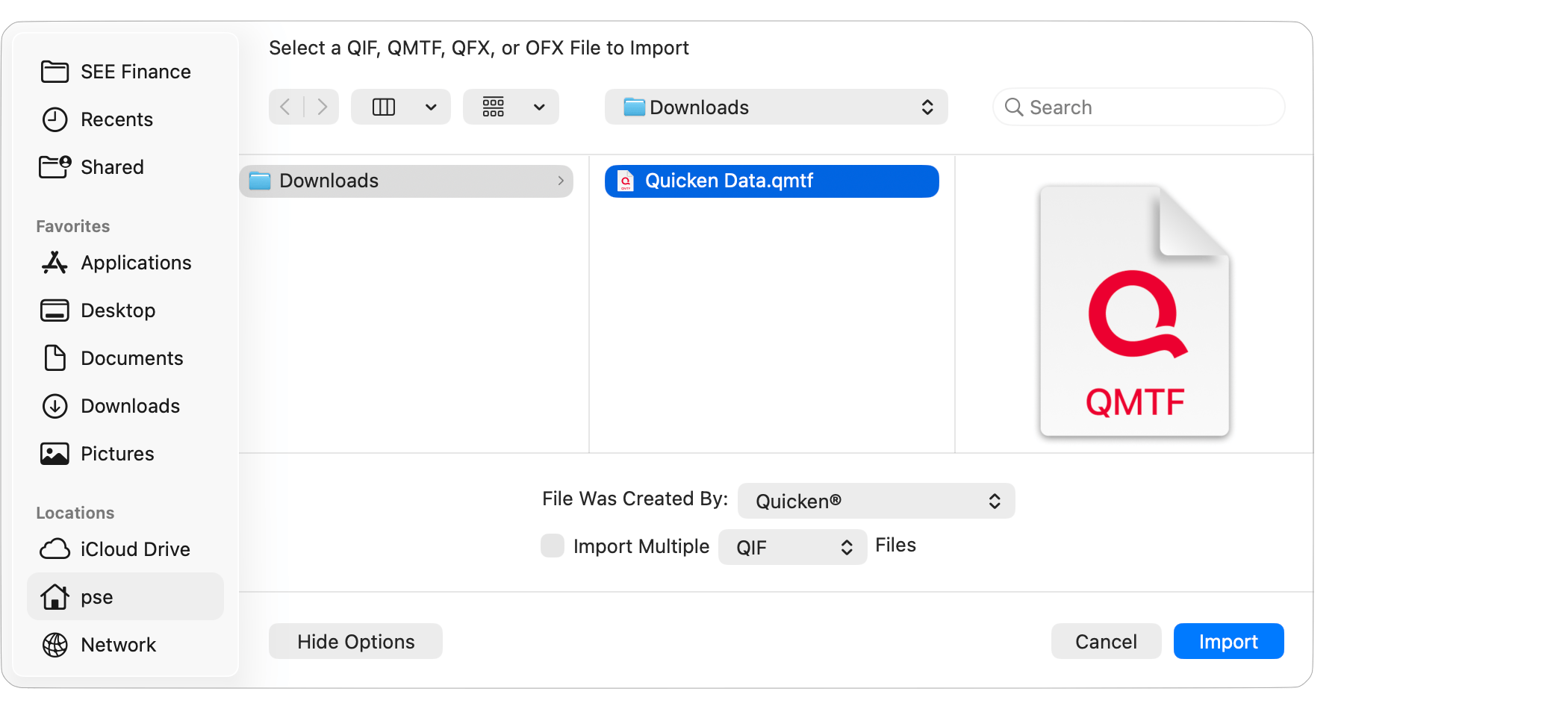 Select File to Import