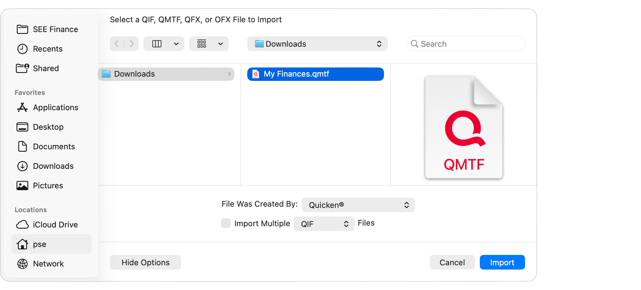 Select File to Import
