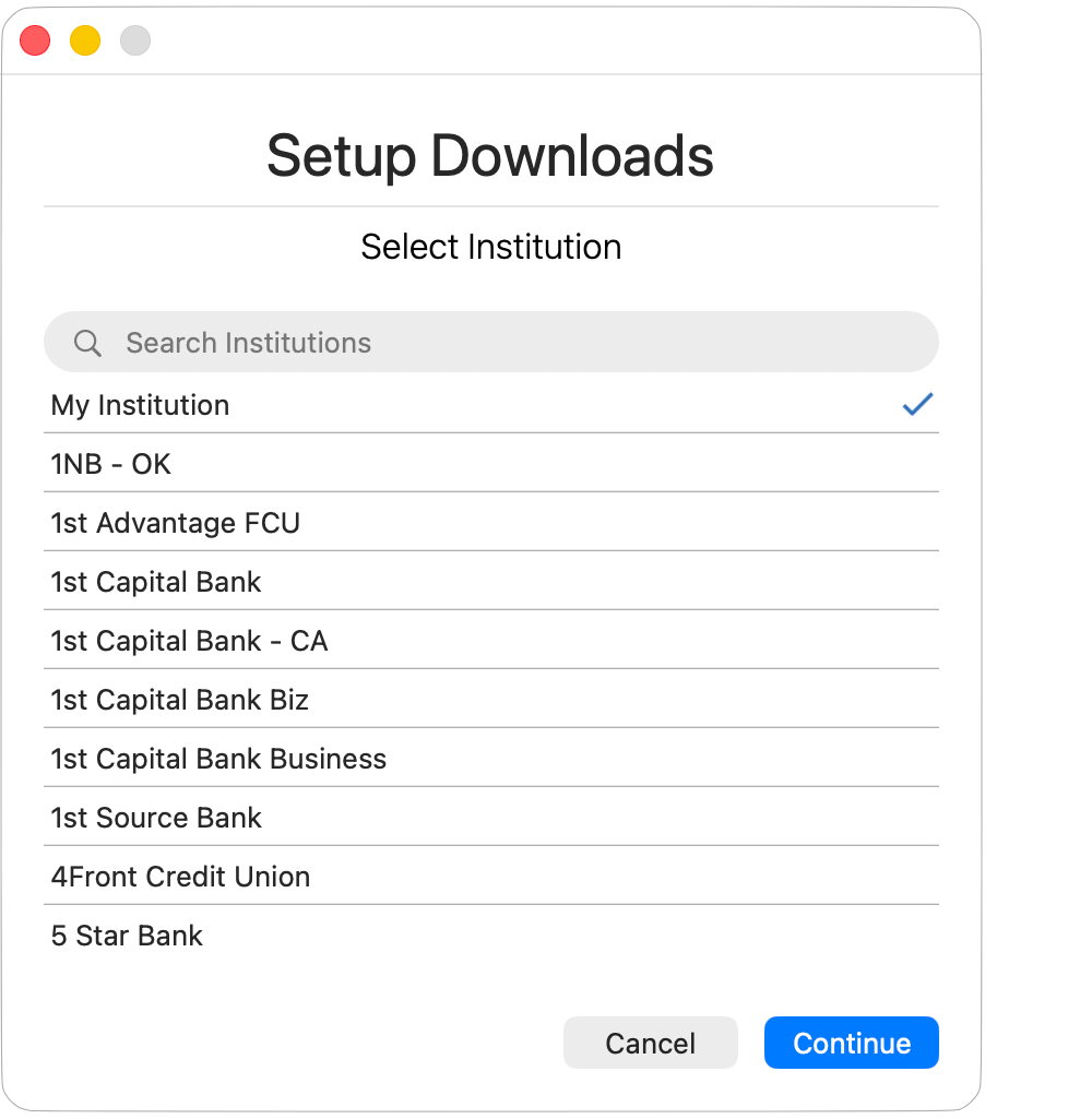Available Institutions