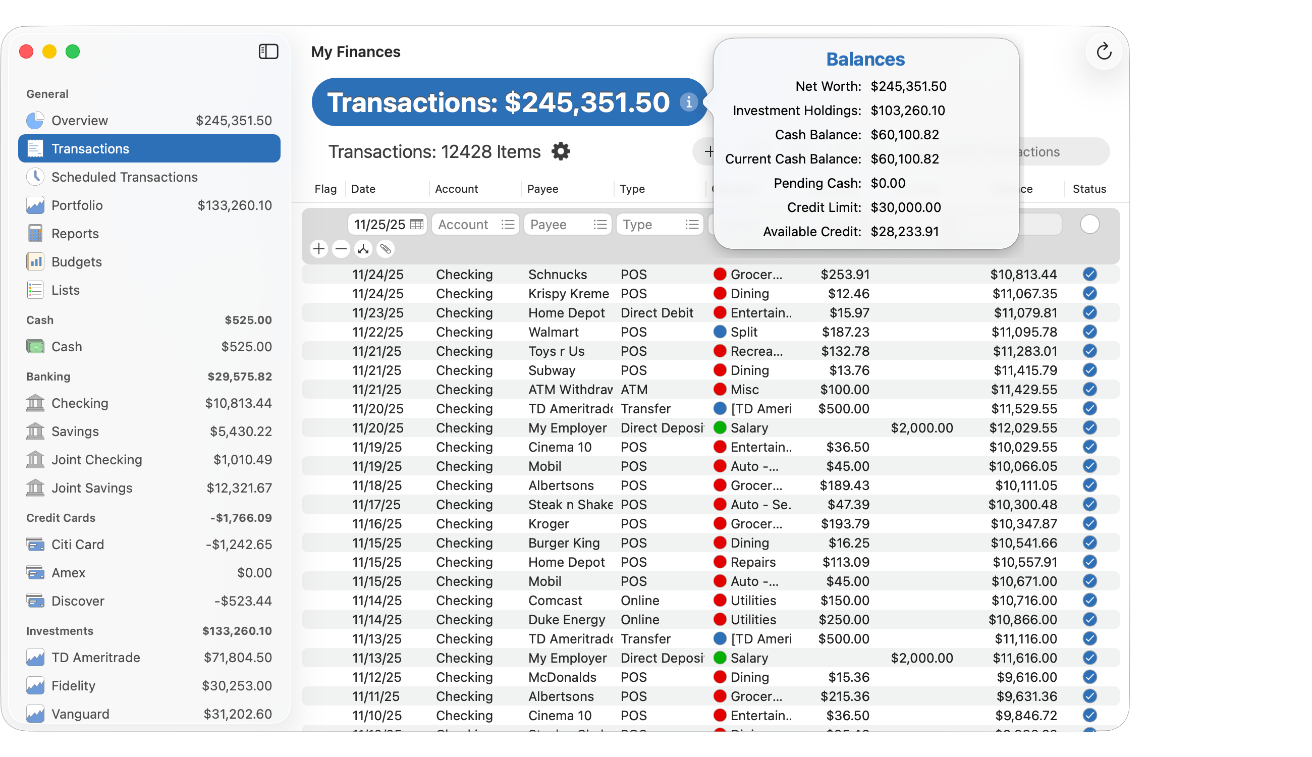 Balance Info Popover