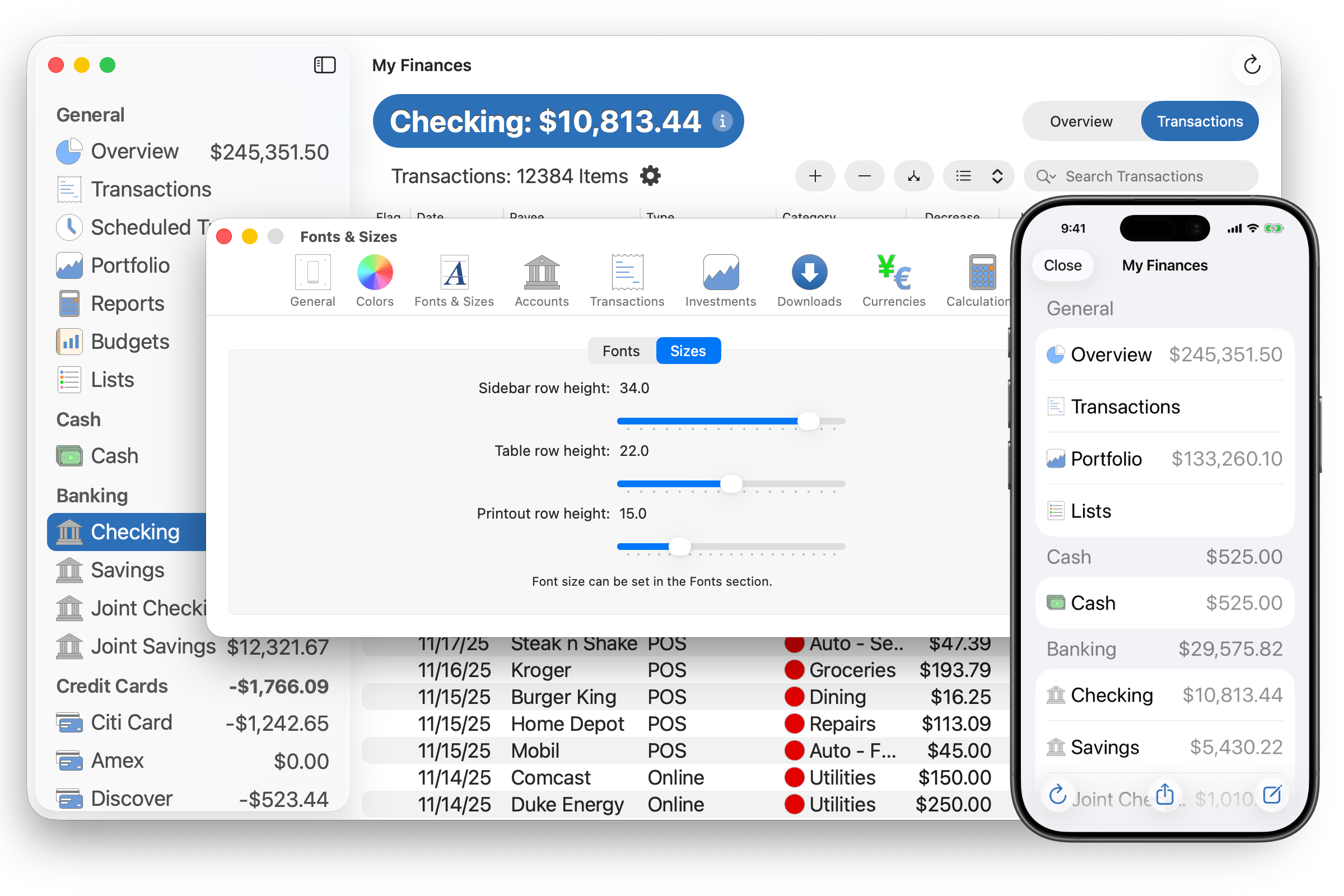Customize Fonts & Sizes