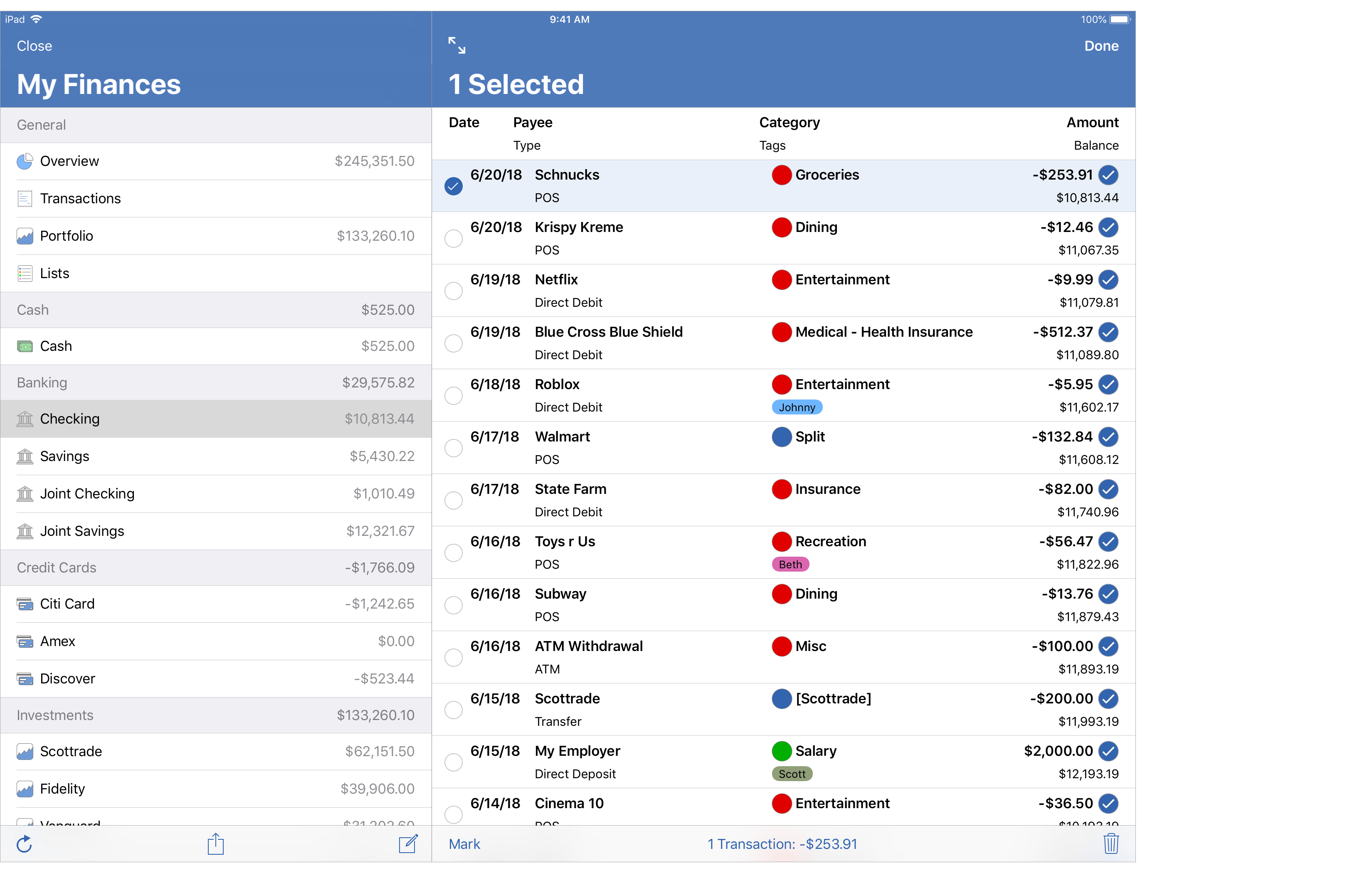 Select Transactions