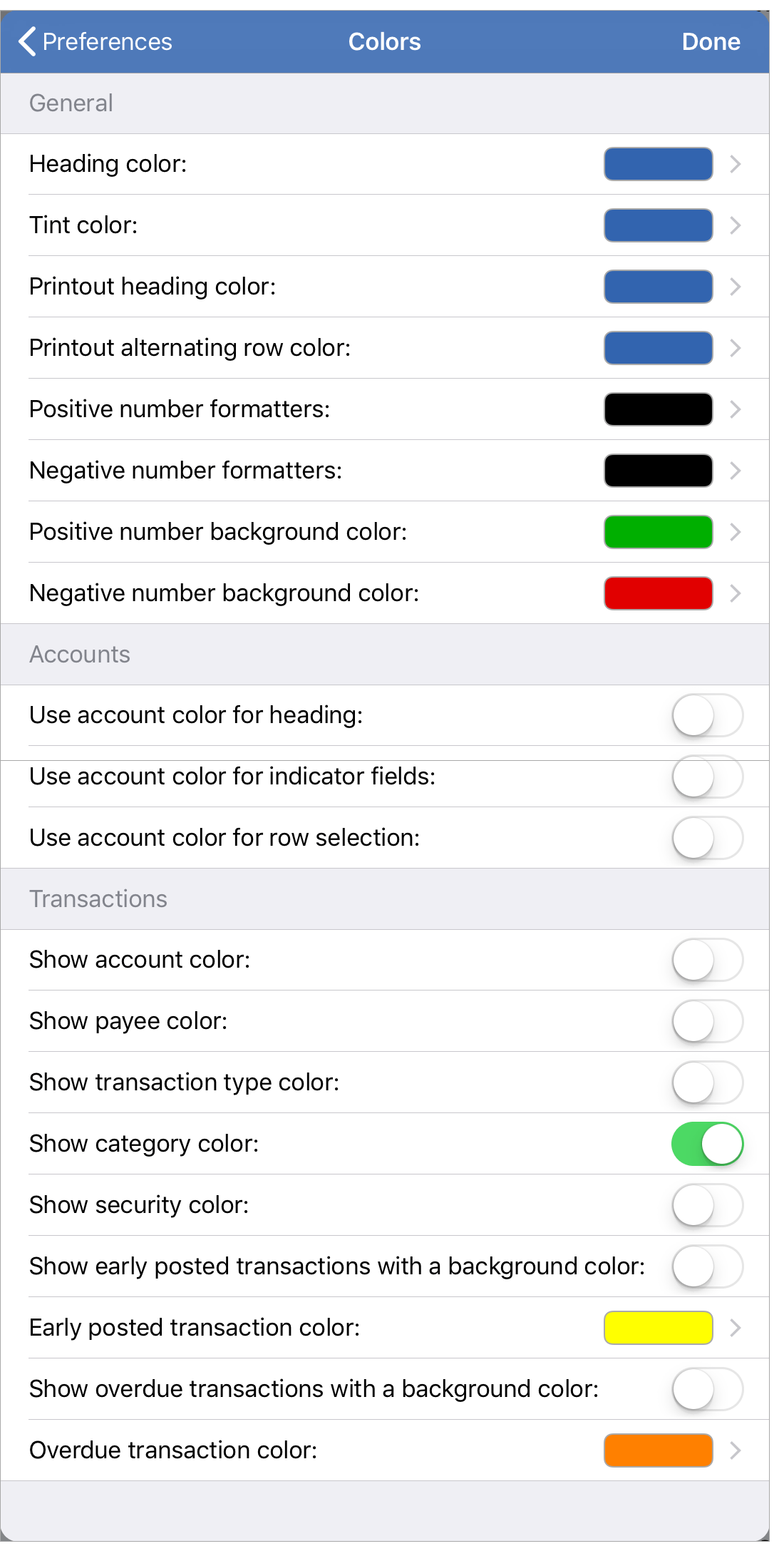 Colors Preferences