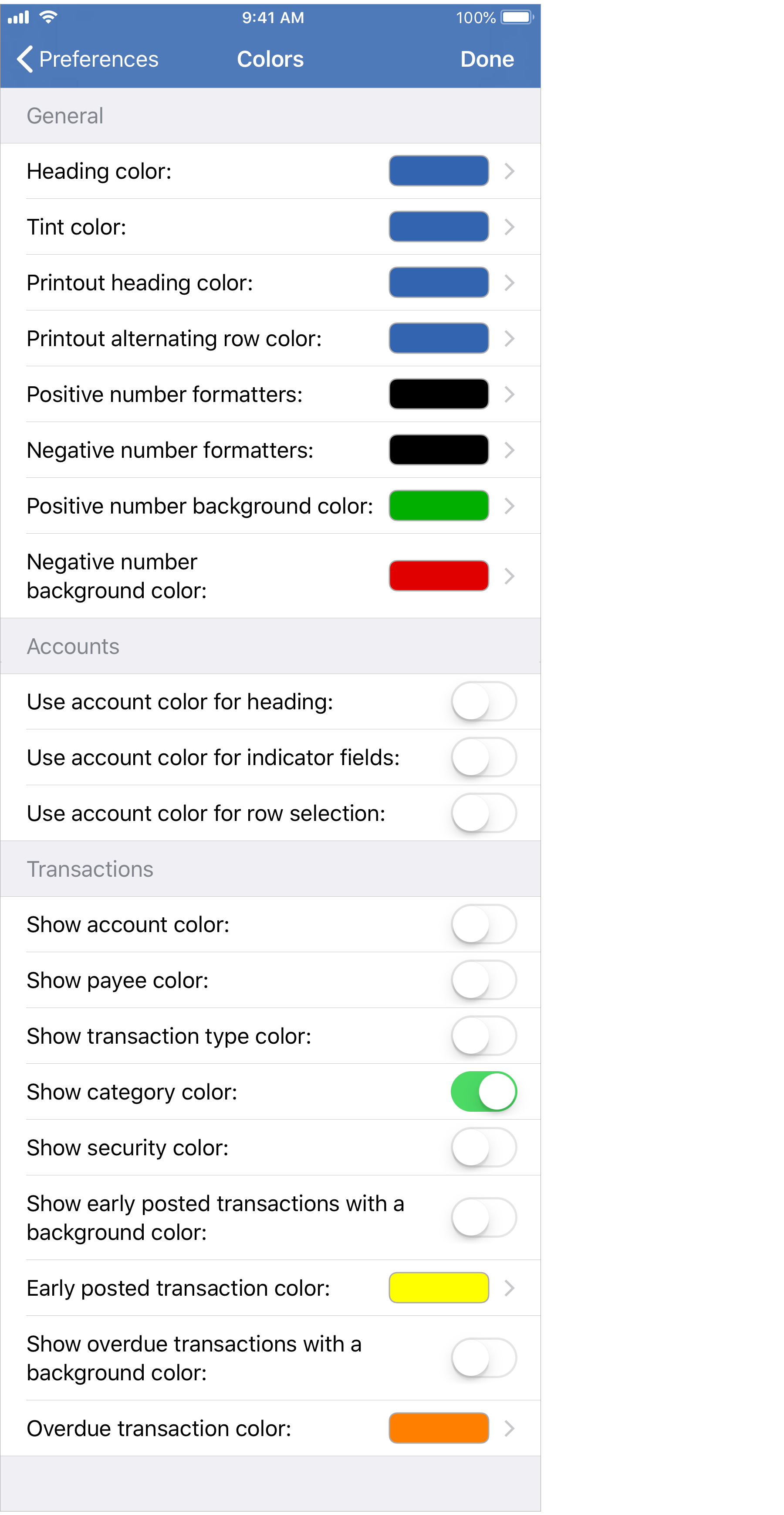 Colors Preferences