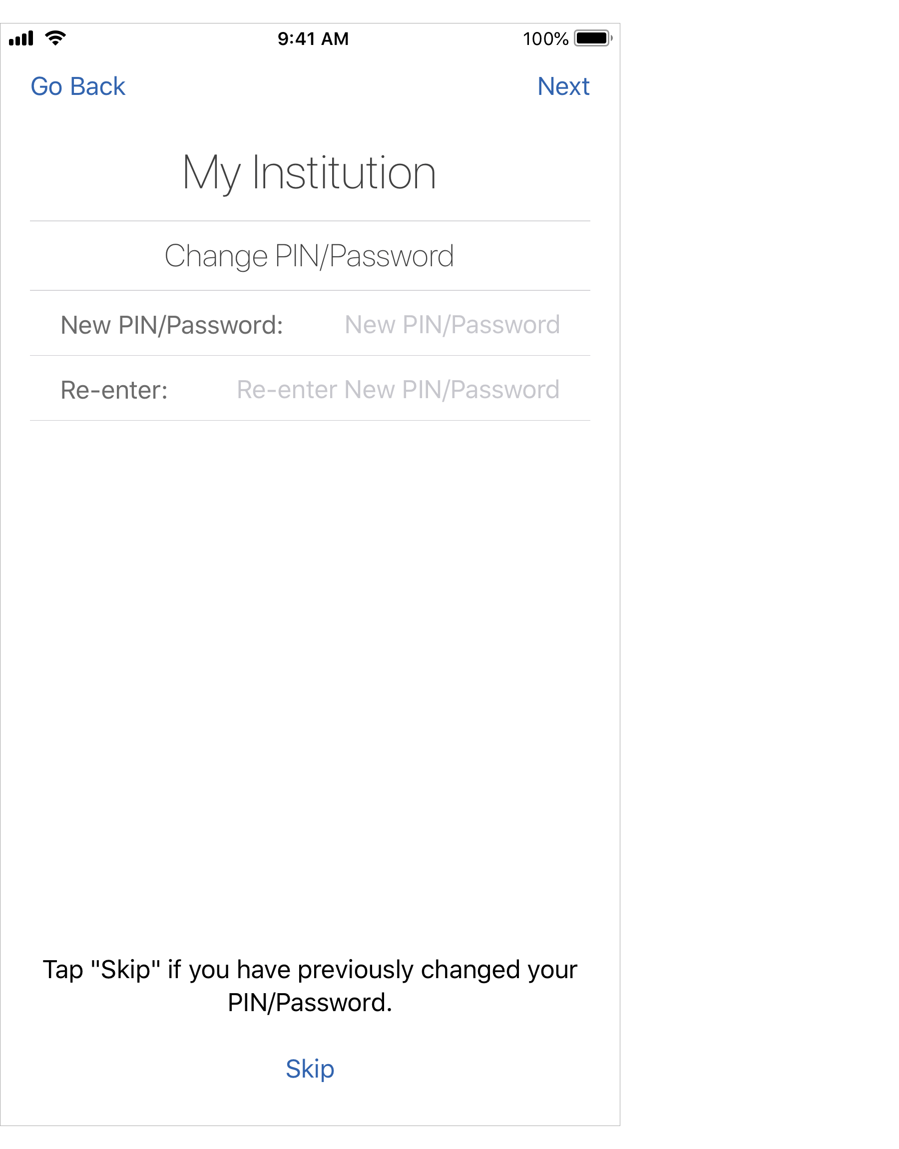 Change PIN/Password