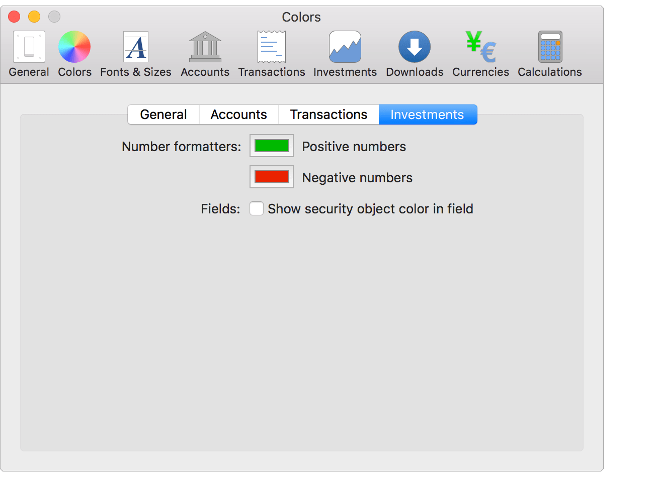 Colors - Investments Preferences