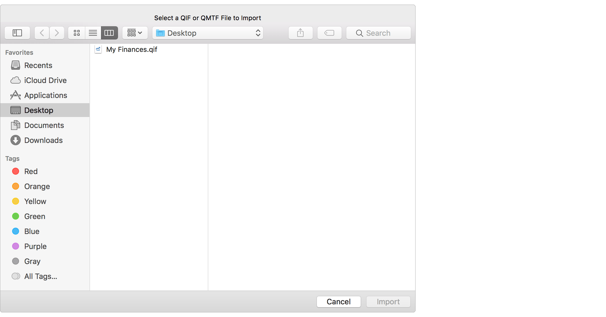 Select File to Import