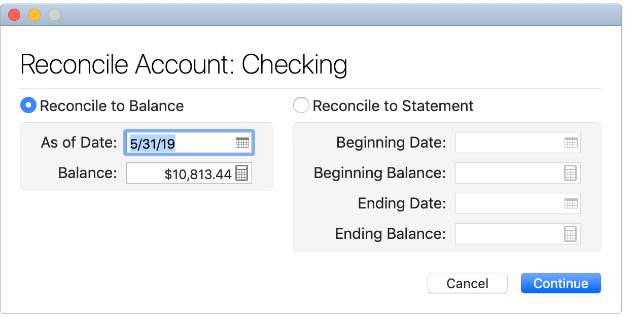 Begin Reconciling