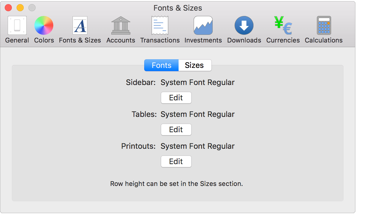 Fonts & Sizes - Fonts Preferences