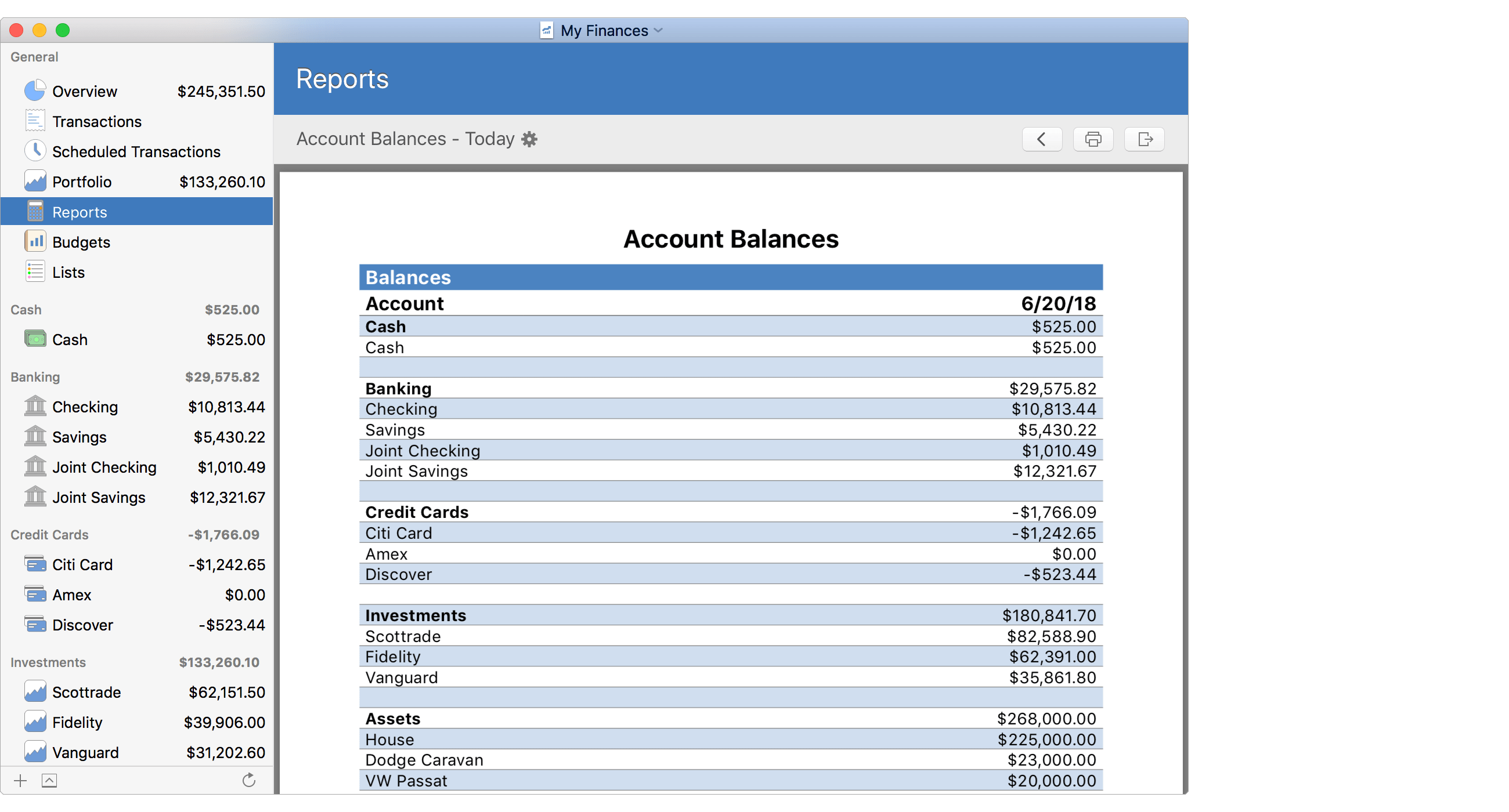 Account Balance Report