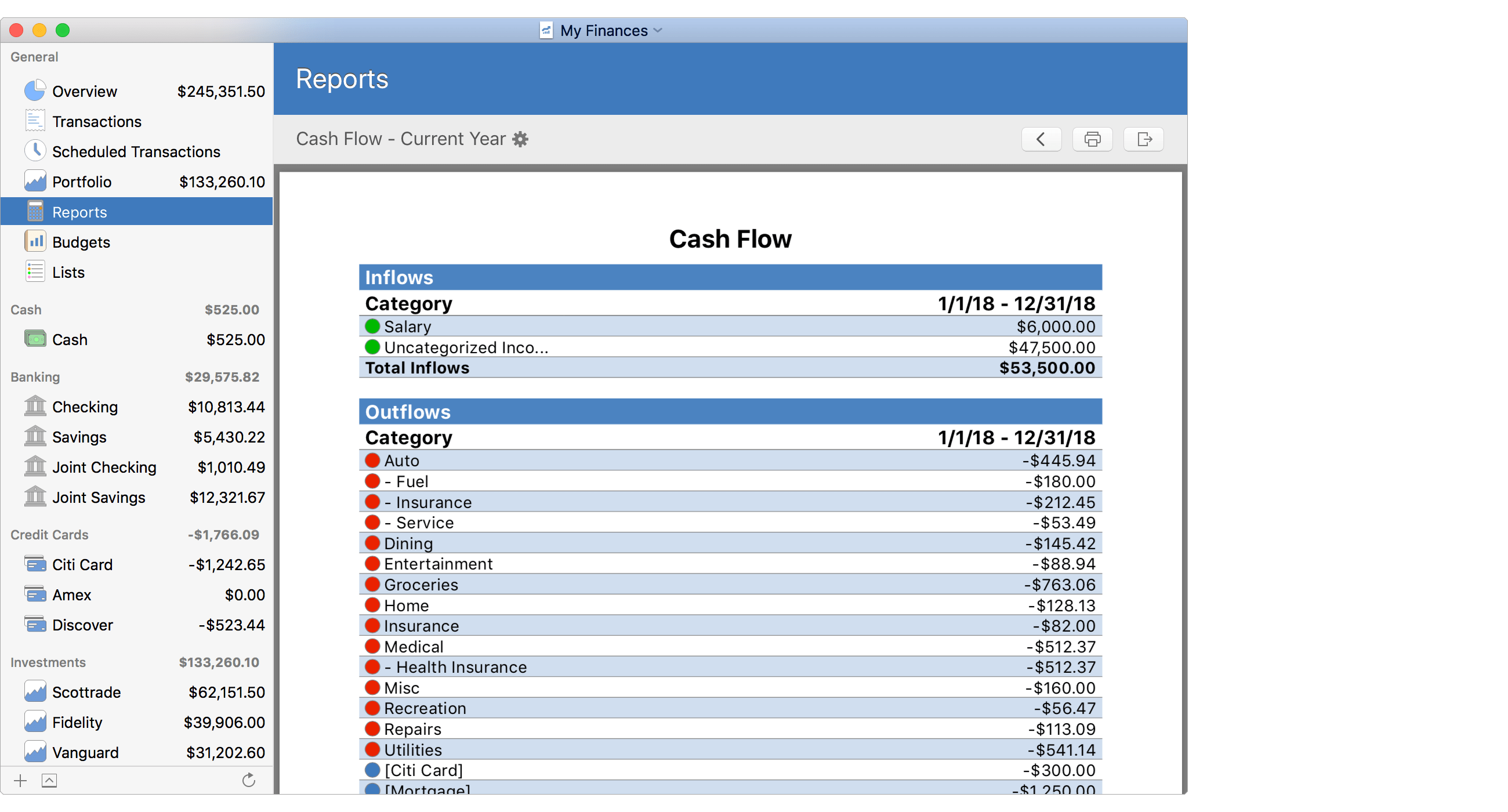 Cash Flow Report