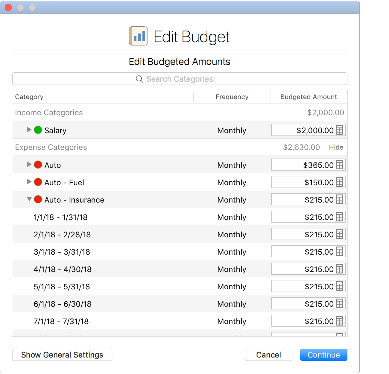 Budgeted Amounts