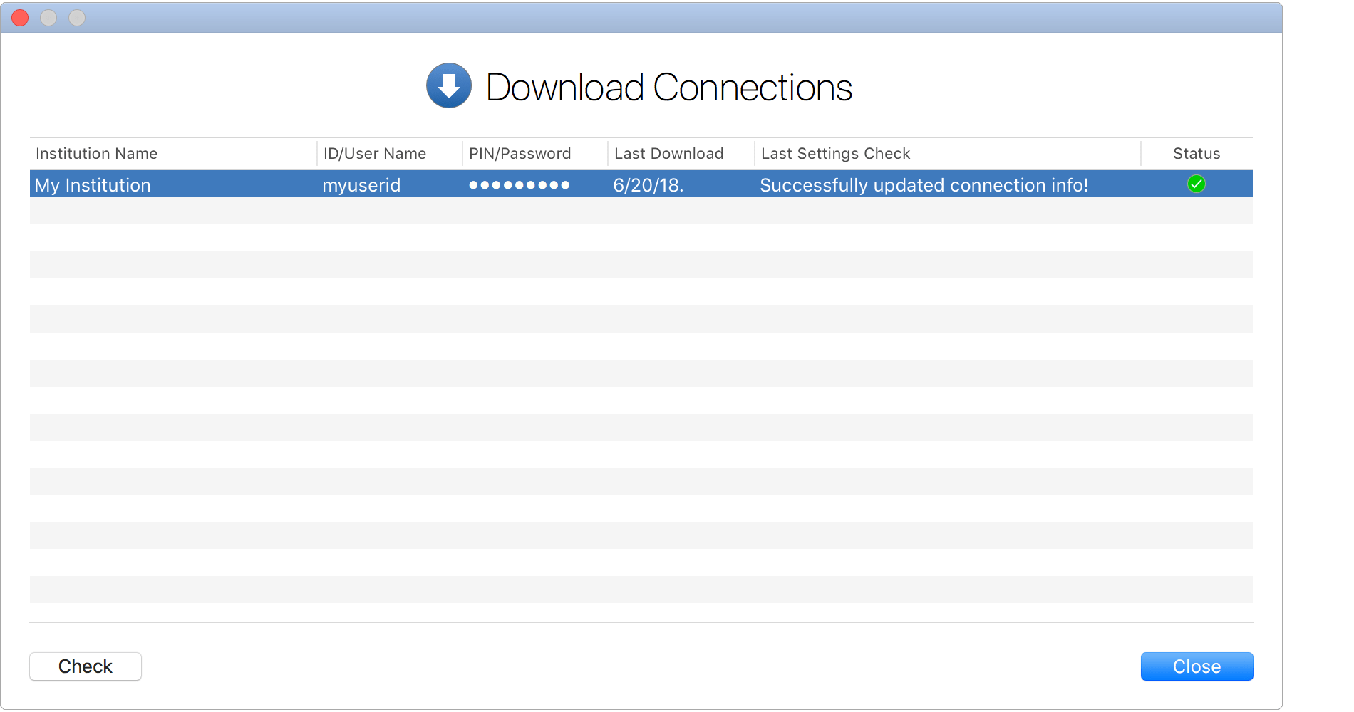 Check Download Connections - Success