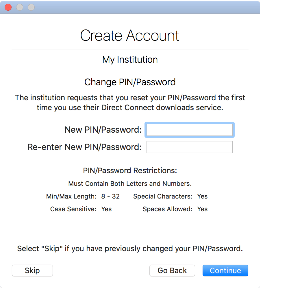 Change PIN/Password