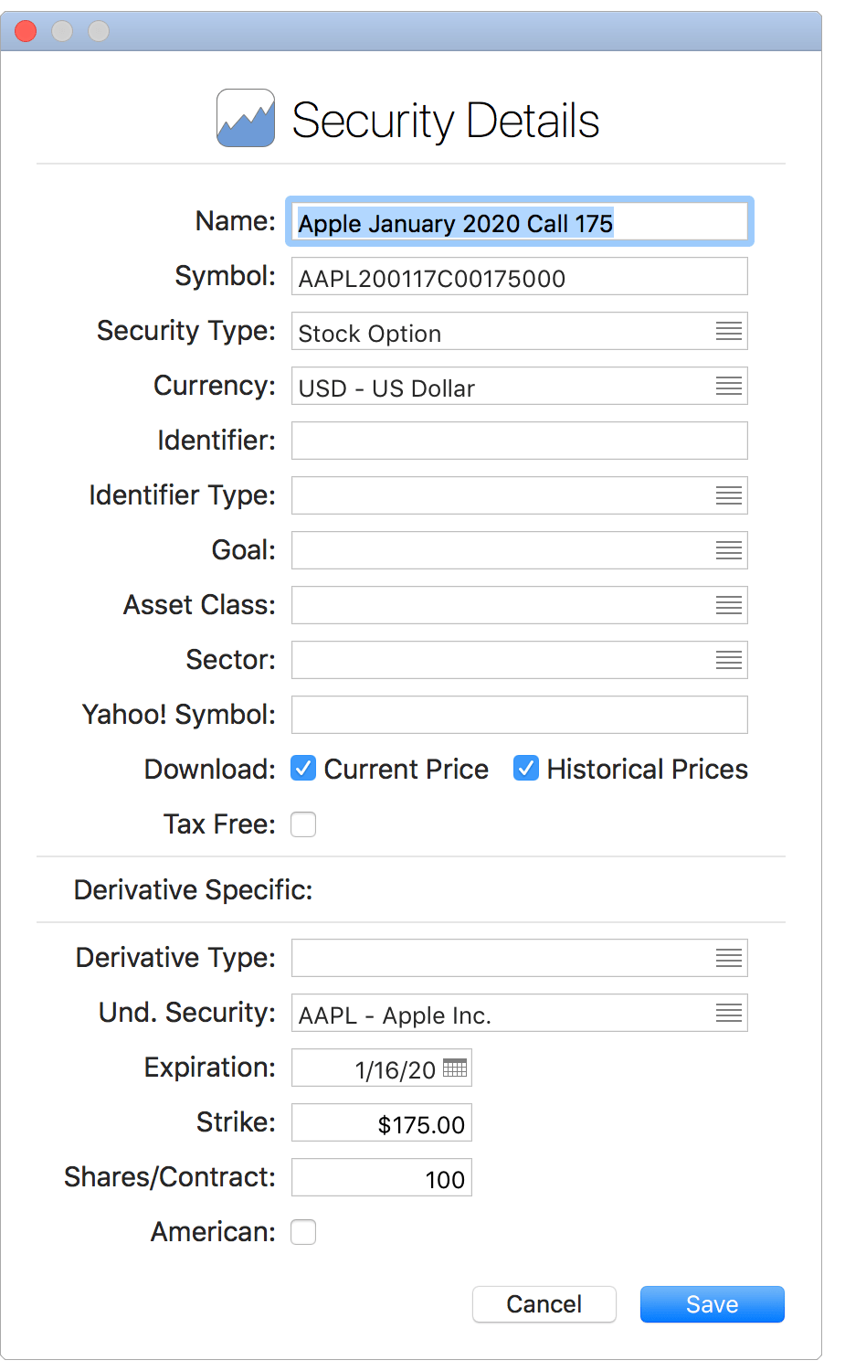 Derivative Security Info